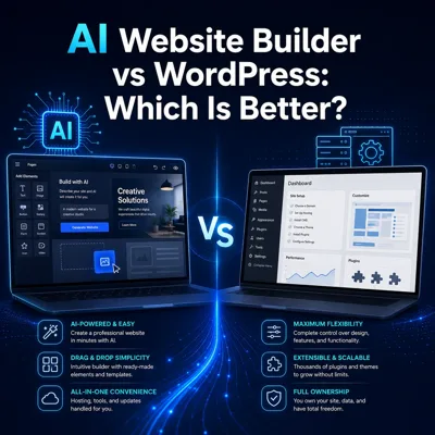 AI website builder compared with WordPress for ease, control, flexibility and ownership
