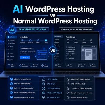 AI WordPress Hosting compared with normal WordPress Hosting and manual setup