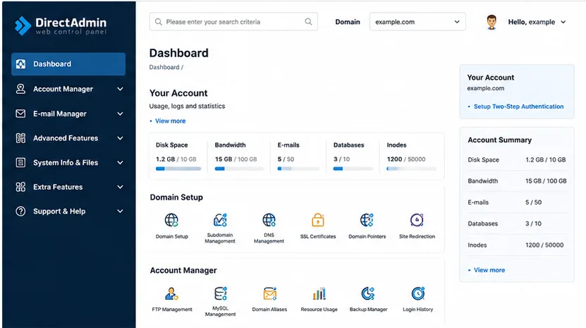 DirectAdmin Dashboard