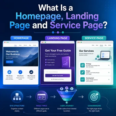 What Is a Homepage, Landing Page and Service Page?
