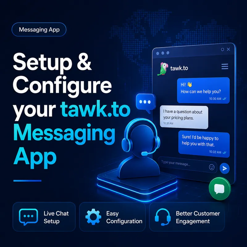 Install setup configure tawk.to messaging app